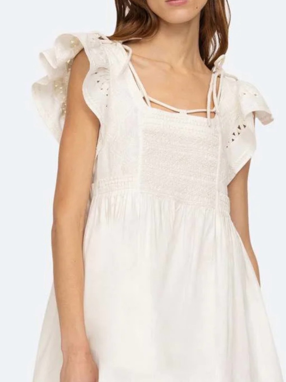 Sea New York Cream Eyelet Ruffle Mini Dress
